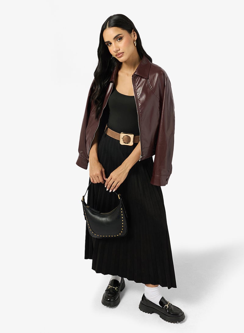 Ginger Belted Pleated Midi Skirt - Image 4